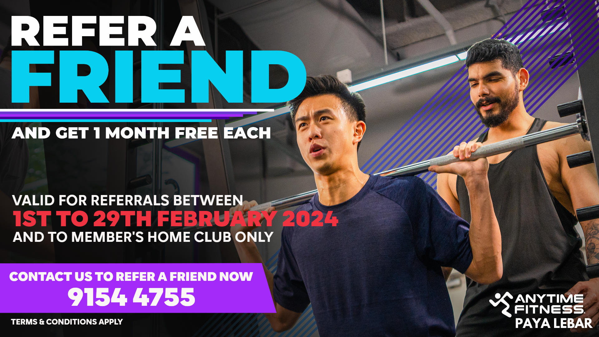 Anytime Fitness Paya Lebar - Refer a Friend, Get 1 Month FREE Each